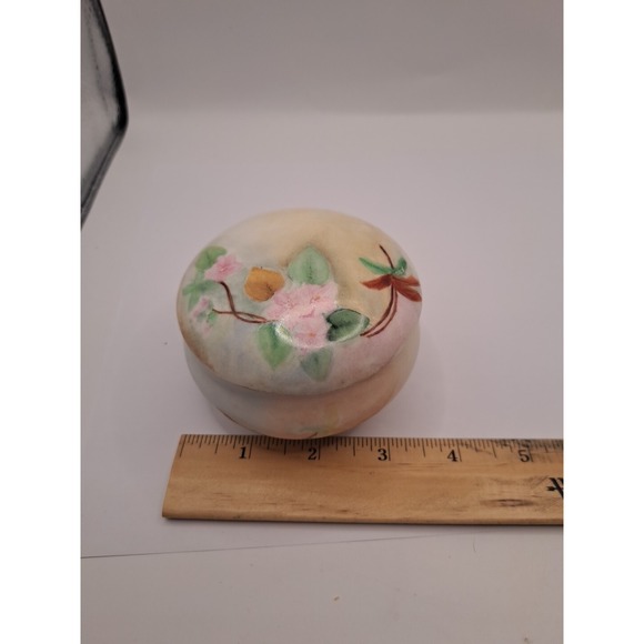 Antique La Seynie Limoges P&P France Pink Dogwood Handpainted Vanity Powder Dish - Picture 16 of 16